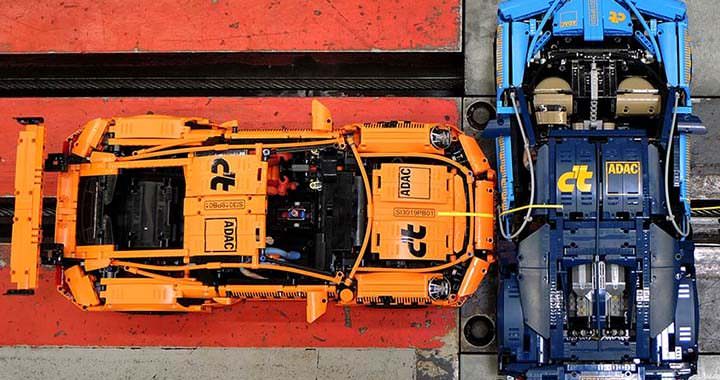 Lego-Crash Porsche gegen Bugatti